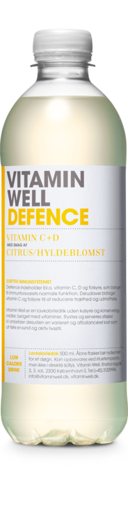 Vitamin Well DEFENCE, Citron/hyldeblomst, vitamindrik, plast, 0.5 l., 12 stk.