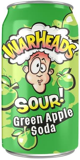 Warheads Sour! Green Apple Soda, Dåse, 0.33 l. 12 stk.