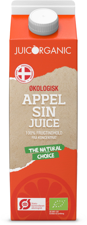 JuicOrganic Økologisk Appelsinjuice RTD, pap, 1 l., 12 stk.