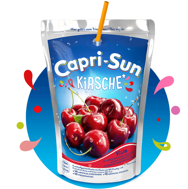 Capri-Sun Kirsebær, plast m/sugerør, 0.2 l, 40stk.