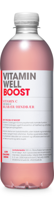 Vitamin Well BOOST, blåbær/hindbær, vitamindrik, plast, 0.5 l., 12 stk.