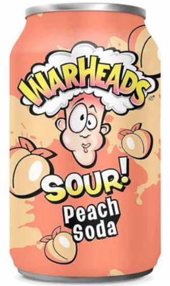 Warheads Sour! Peach Soda, Dåse, 0.33 l. 12 stk.