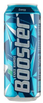Faxe Kondi Booster Energy, blå, energidrik, dåse, 0.5 l., 24 stk.