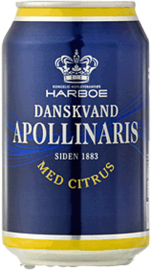 Harboe Apollinaris Citrus m. brus, dåse, 0.33 l., 18 stk.
