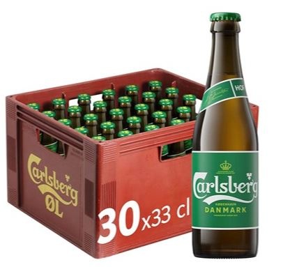 Carlsberg Pilsner, øl, glas, 0.33 l., 30 stk.