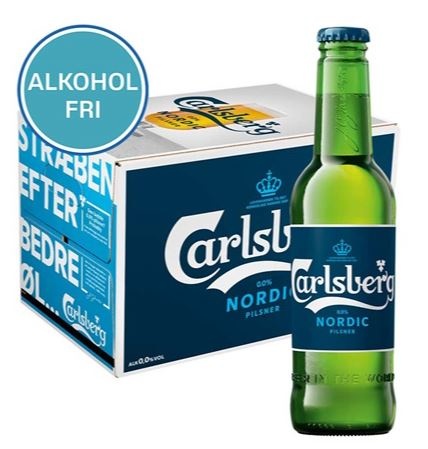 Carlsberg Nordic, alkoholfri, glas, 0.33 l., 24 stk.