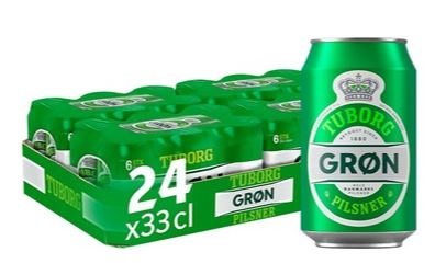 Grøn Tuborg, dåse, 0.33 l., 24 stk.