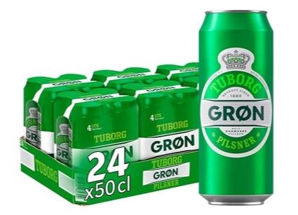 Grøn Tuborg, dåse, 0.5 l., 24 stk.