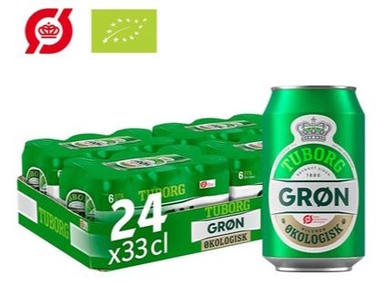 Grøn Tuborg Øko, dåse, 0.33 l., 24 stk.