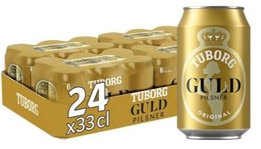 Guld Tuborg, øl, dåse, 0.33 l., 24 stk.