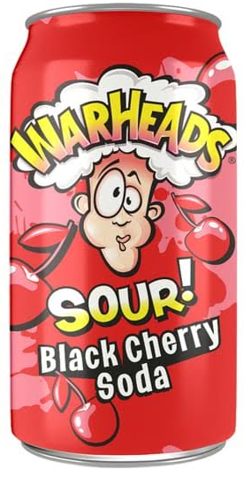 Warheads Sour! Black Cherry Soda, Dåse, 0.33 l. 12 stk.