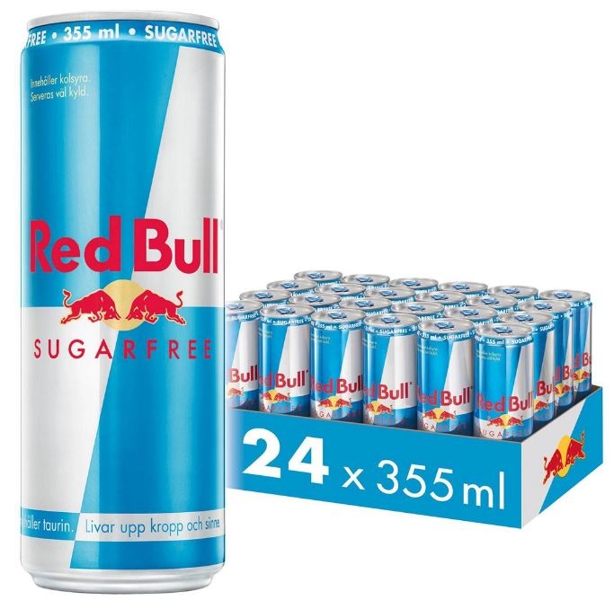 Red Bull Sugarfree, energidrik, dåse, 0.355 l., 24 Stk.