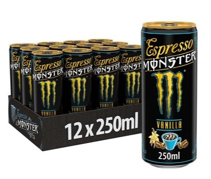 Monster Espresso Triple Shot, Vanilla dåse slim, 0.25 l., 12stk.