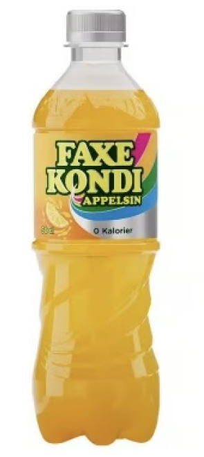 Faxe Kondi Appelsin 0 Kalorier, PLAST, 0.5 L., 24 STK.