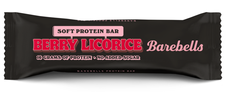 Barebells Soft Bar Berry Licorice, proteinbar, 55 g., 12 stk