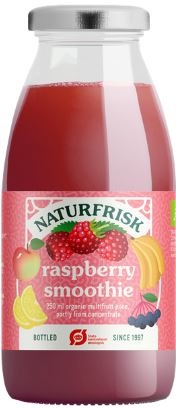Naturfrisk Smoothie Raspberry Dream, Øko, glas, 0.25 l., 12 Stk.