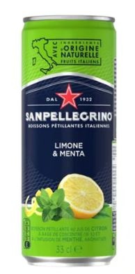 San Pellegrino Limone & Menta, dåse, 0.33 l., 24 Stk.