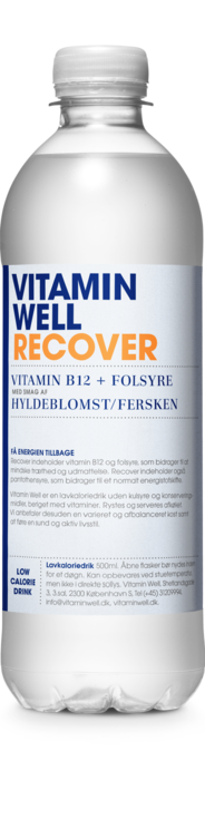 Vitamin Well RECOVER Hyldeblomst/Fersken, vitamindrik, plast, 0.5 l., 12 stk.