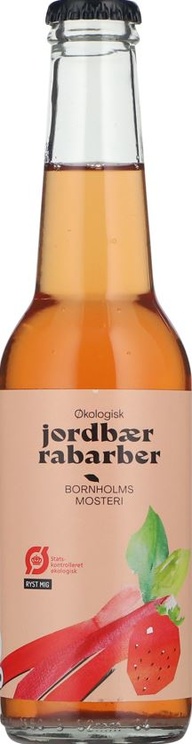 Bornholms Rabarber & Jordbær, saft, økologisk, glas, 0.275 l., 20 Stk.