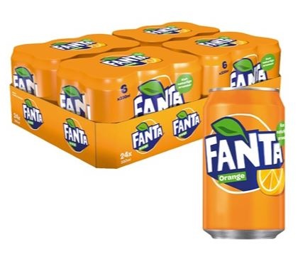 Fanta Orange, dåse, 0.33 l., 24 stk.