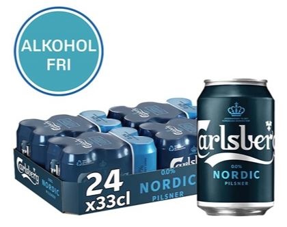 Carlsberg Nordic Pilsner, alkoholfri, dåse, 0.33 l., 24 stk.