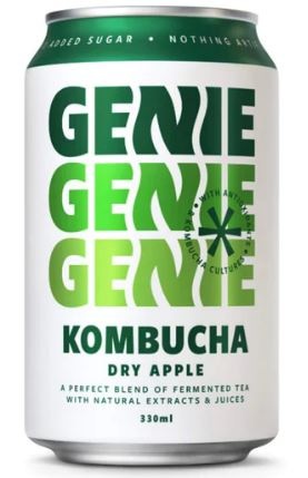Genie Dry Apple Kombucha, dåse, 0.33 l., 24 stk.