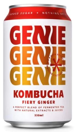 Genie Fiery Ginger Kombucha, dåse, 0.33 l., 24 stk.
