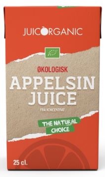 JuicOrganic Økologisk Appelsinjuice, Juicebrikker M Sugerør, pap, 0,25 l, 27 stk